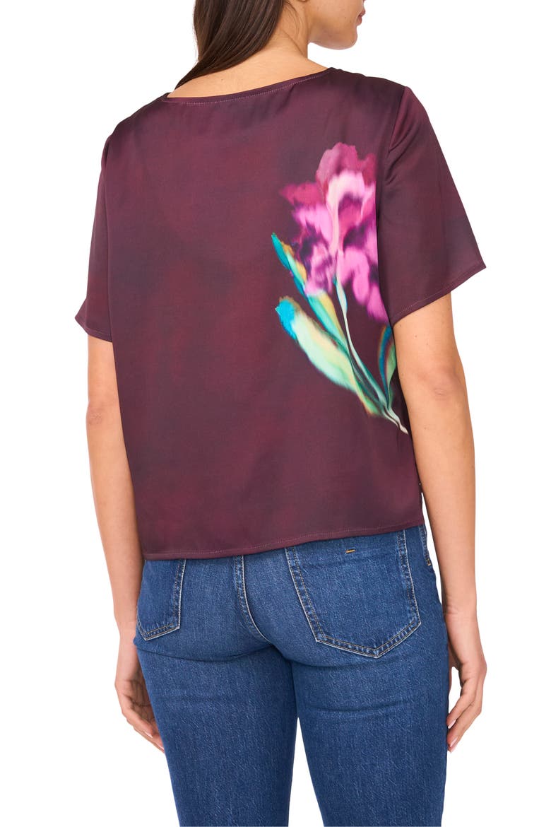 Crewneck Short Sleeve Satin Top, Alternate, color, GRAPE WINE