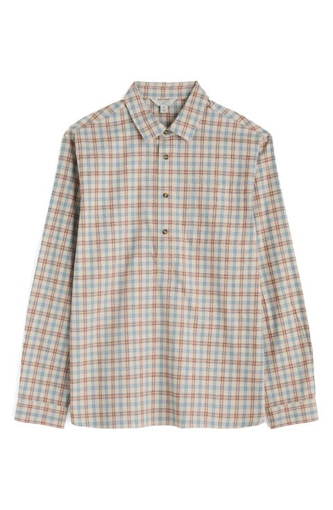 Take Root Check Organic Cotton Button-Up Popover Shirt
