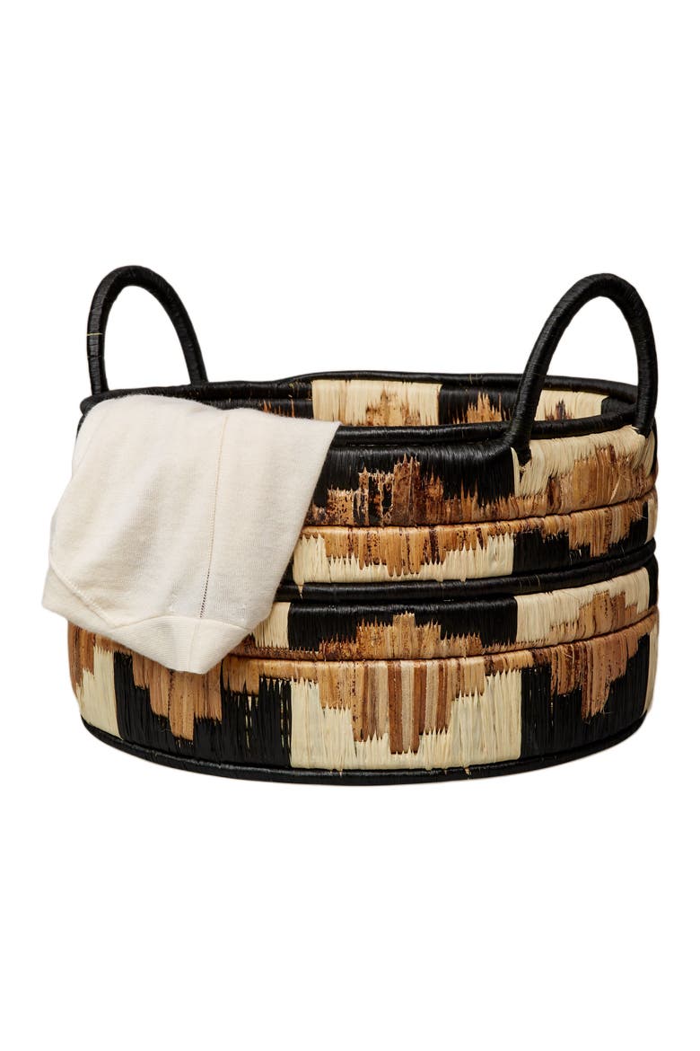 Kire Floor Basket in Black, Alternate, color, Black, Cream, Brown