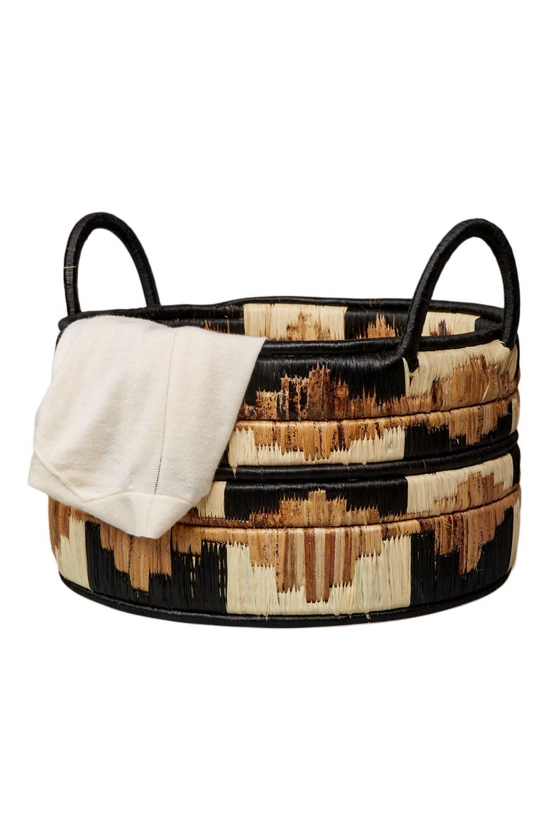 indego africa Kire Floor Basket in Black, Alternate, color, Black, Cream, Brown