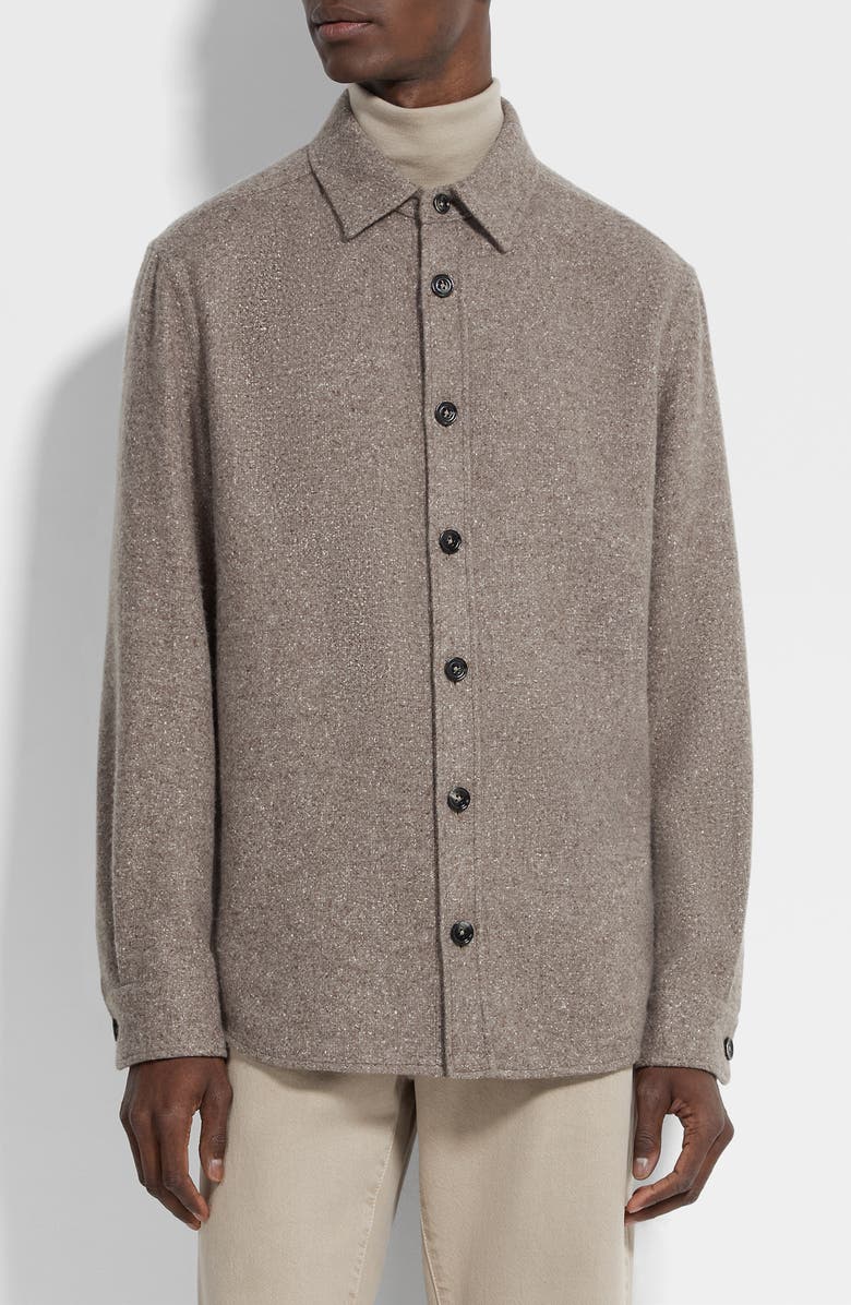 ZEGNA Cashmere & Silk Overshirt, Main, color, Brown