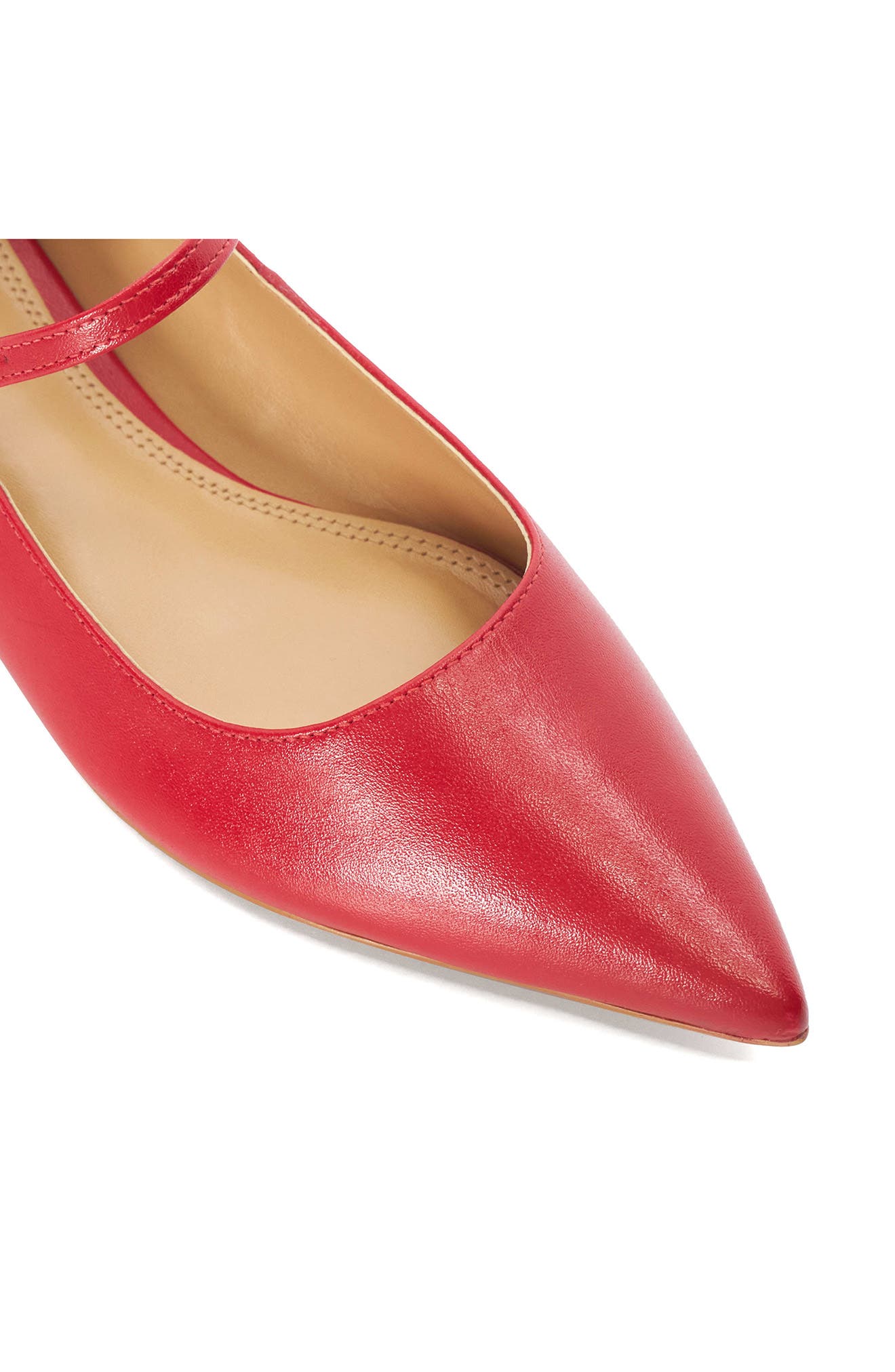 Hastas Pointed Toe Mary Jane Flat, Alternate, color, RED