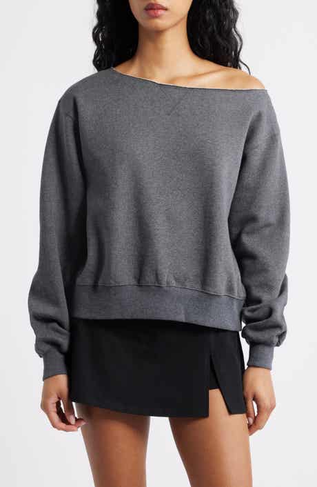BP. Fleece Detail Off the Shoulder Sweatshirt