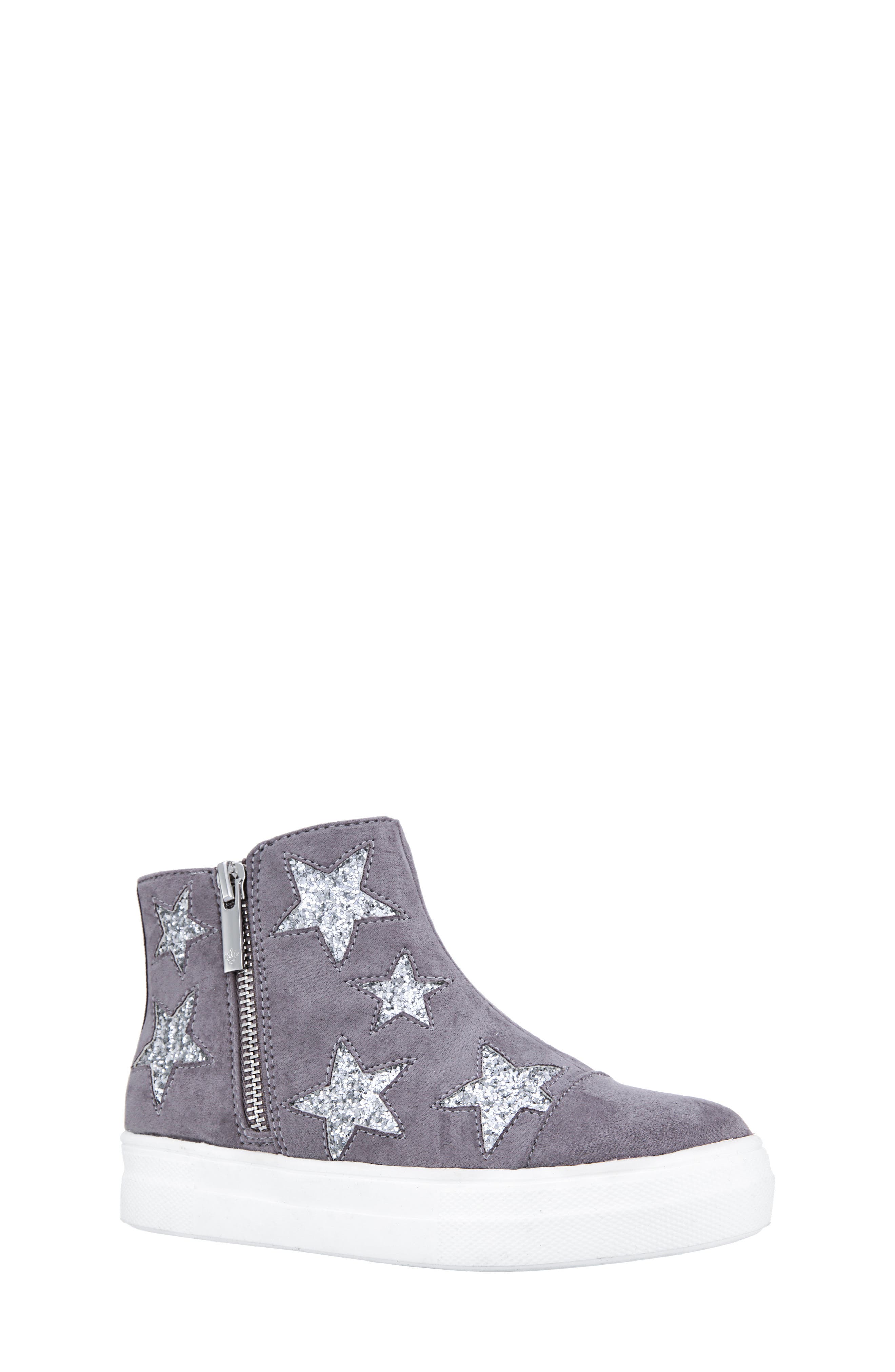 Jacqui Glitter High Top Sneaker, Main, color, GREY MICRO SUEDE