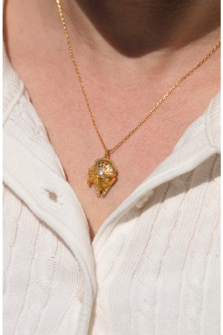 Star Wars Millenium Falcon Locket Necklace, Alternate, color, GOLD