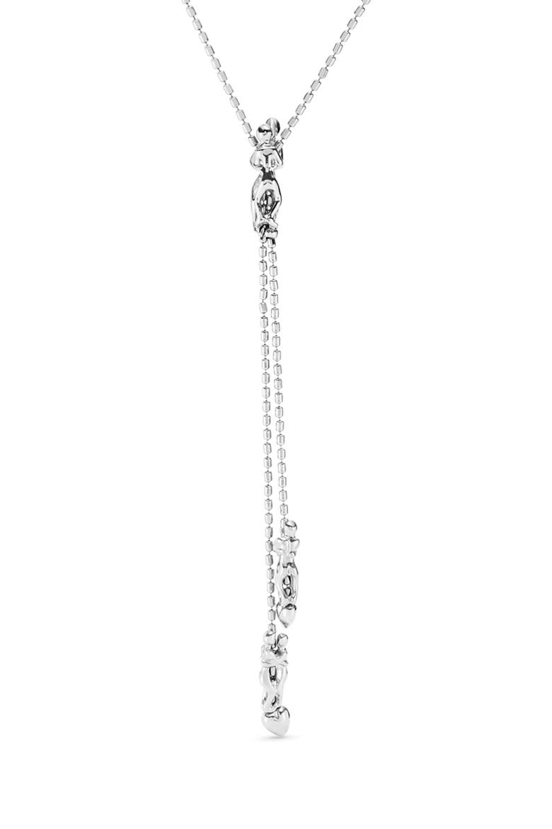 Long Adjustable Chain Necklace With Three Figures, Alternate, color, Silver