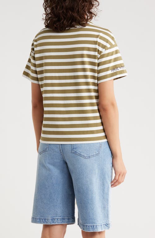 Scotch & Soda Boxy Yarn Dye Stripe T-shirt In Green