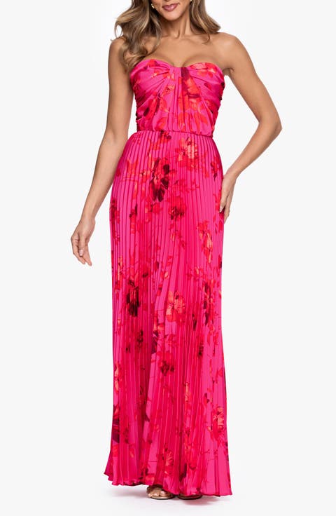 Pleated Strapless Gown