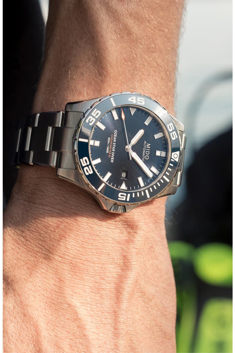 Ocean Star Diver Automatic Bracelet Watch, 43.5mm, Alternate, color, SILVER/BLUE