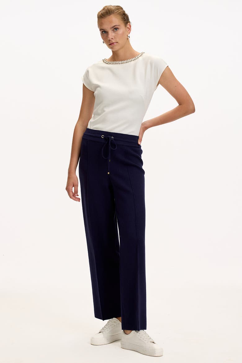 Drawstring Knitted Trousers, Alternate, color, NAVY BLUE