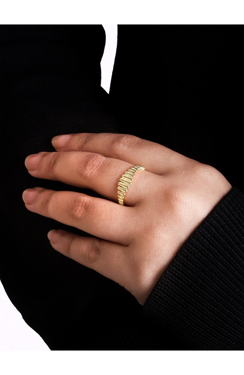 DEVATA Ribbed Ring in 14K Gold, 6mm, Alternate, color, Yellow Gold
