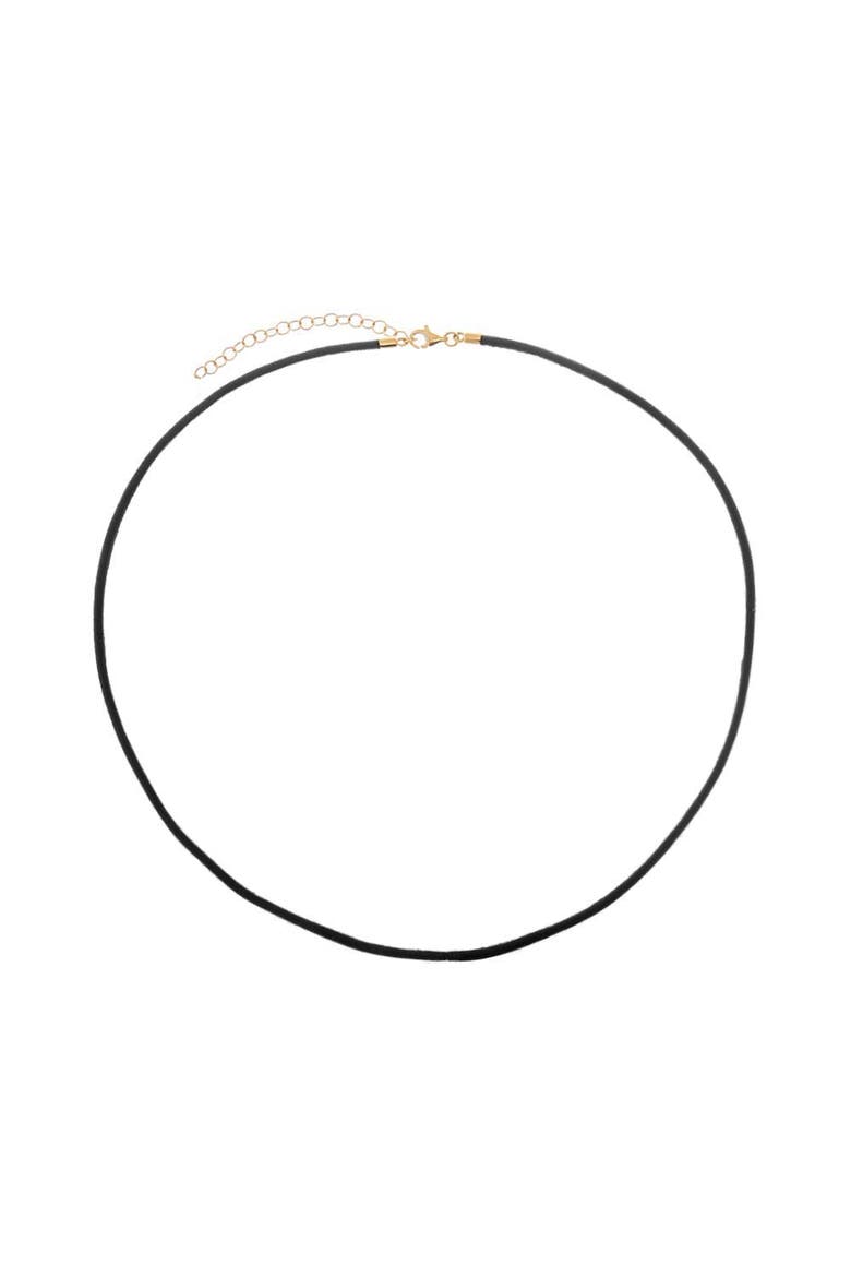 Black Leather Rope Chain Choker Necklace 14K, Main, color, Black - 16 Inch
