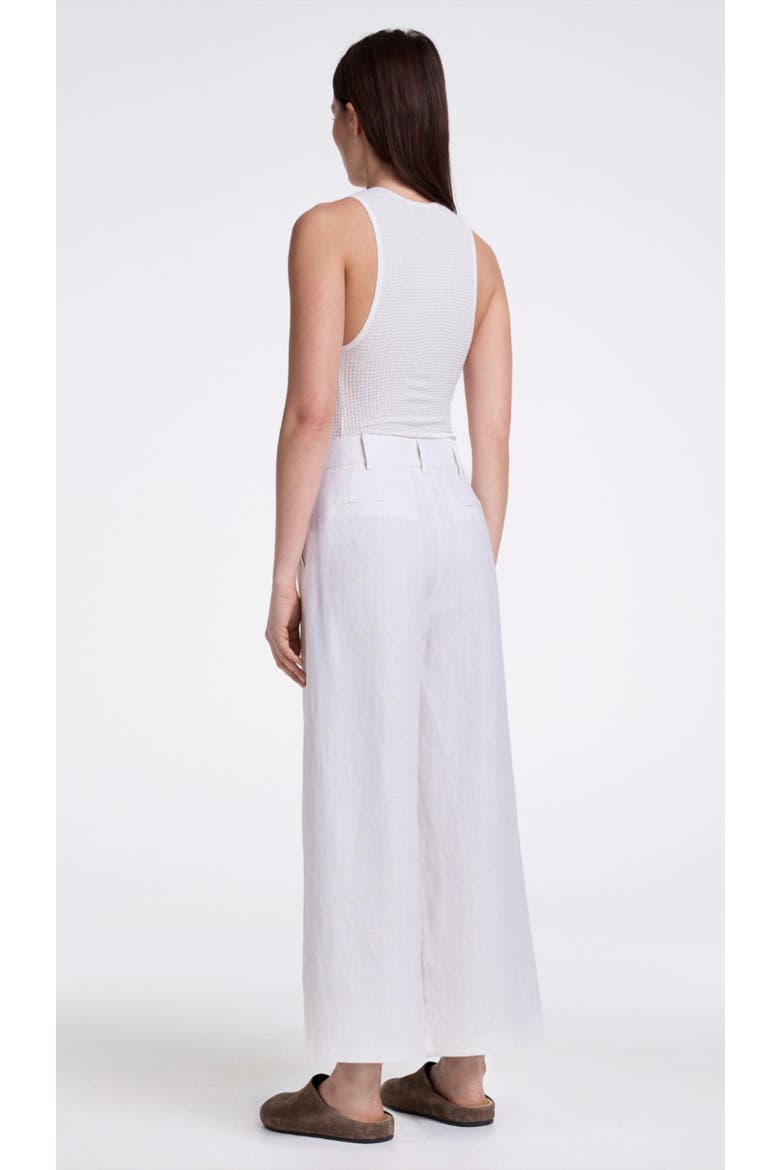 Linen Cropped Pleated Trouser, Alternate, color, White Linen