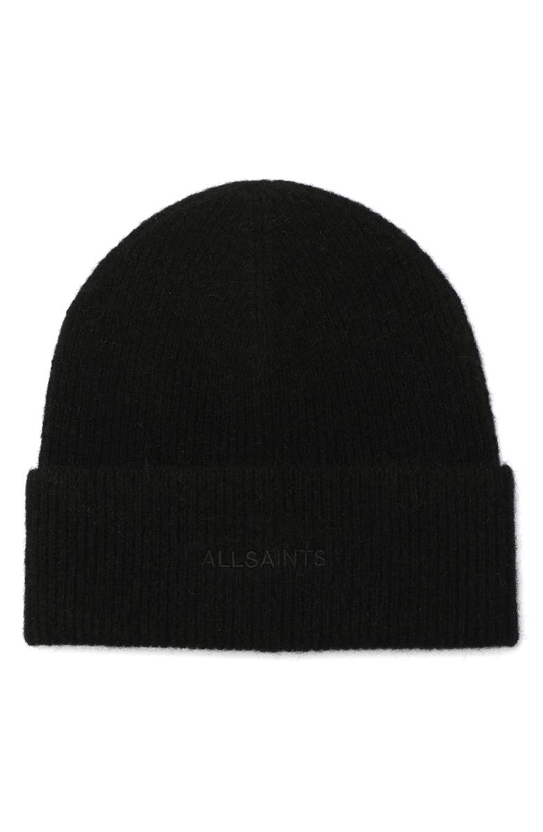 AllSaints Underground Rib Beanie, Main, color, Black