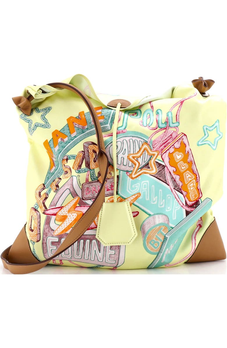 Pre-Owned Hermes Silky City Bag Printed Silk and Leather PM, Main, color, Yellow