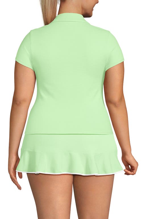 LANDS' END LANDS' END PLUS SIZE SHORT SLEEVE PIQUE JOHNNY COLLAR UPF 50 RASH GUARD