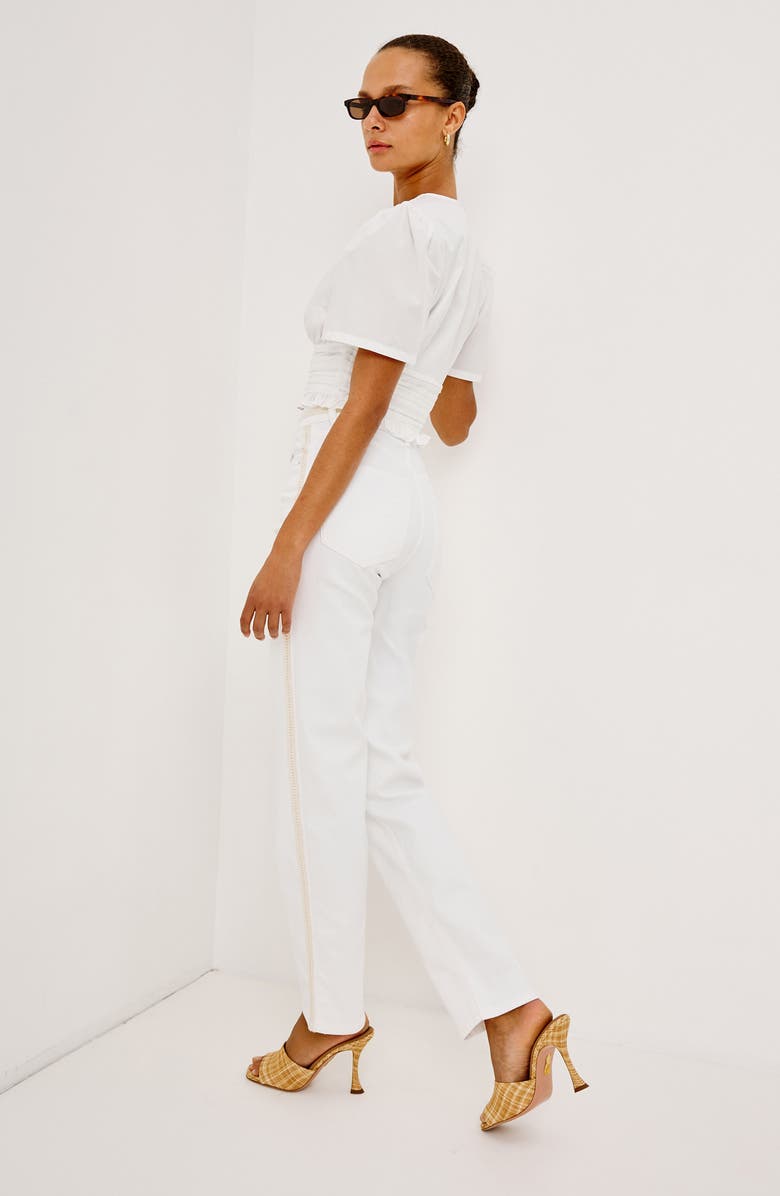 Rails Topanga Embroidered Detail High Waist Jeans, Alternate, color, Salt White Braided