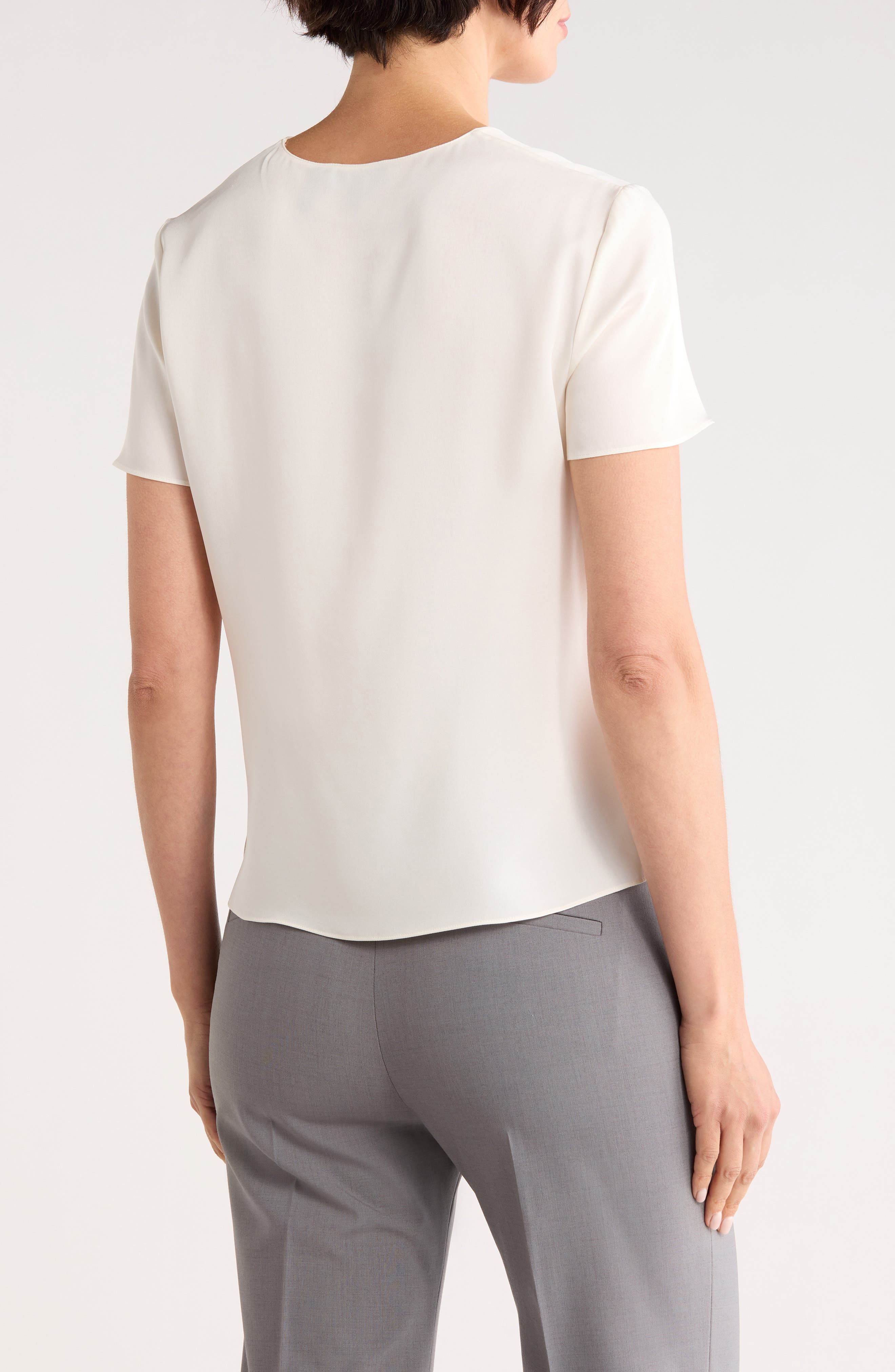 Minimal V-Neck Silk T-Shirt - image 4