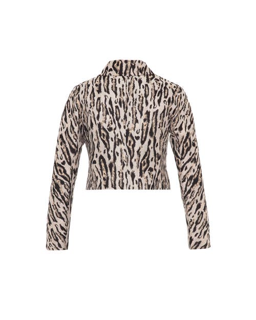 Theo The Label Women's Neutrals Tyche Jacquard Shrunken Jacket In Leopard