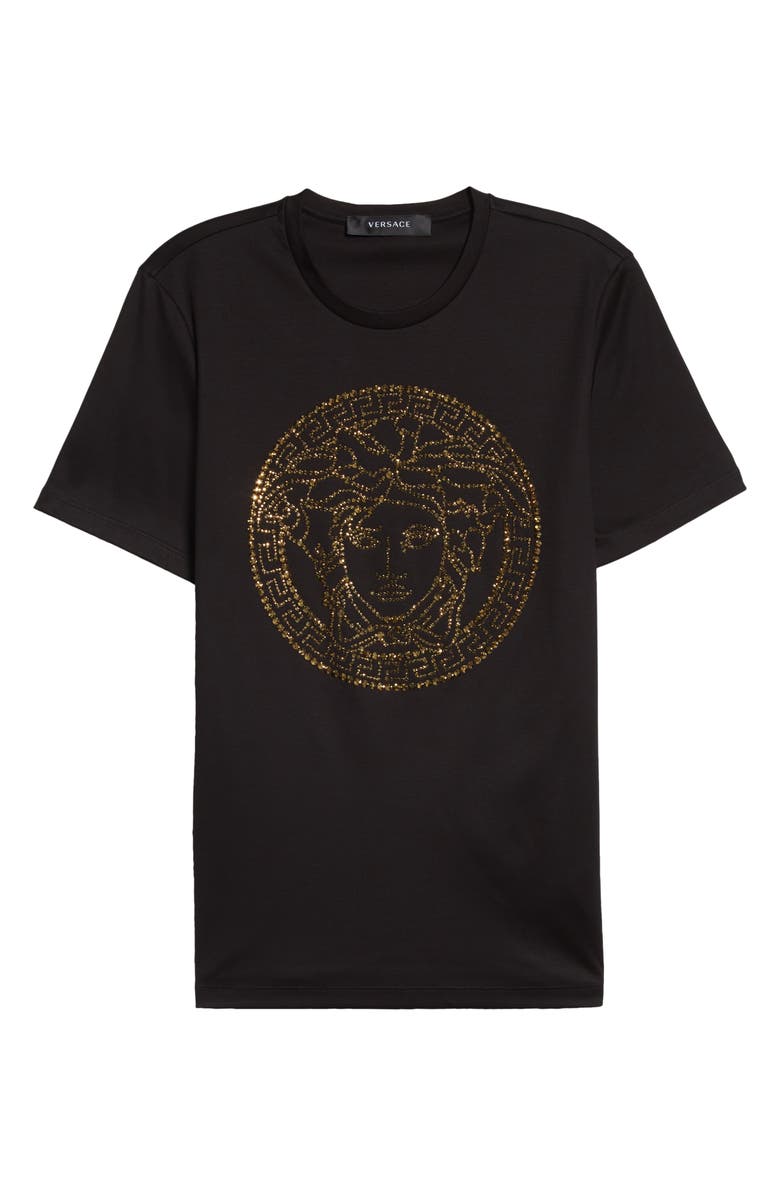 Versace Medusa Logo Studded T-Shirt, Alternate, color,