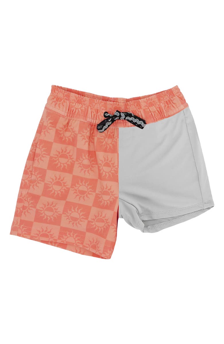 Feather 4 Arrow Sunrise Volley Trunks, Alternate, color, Coral Orange
