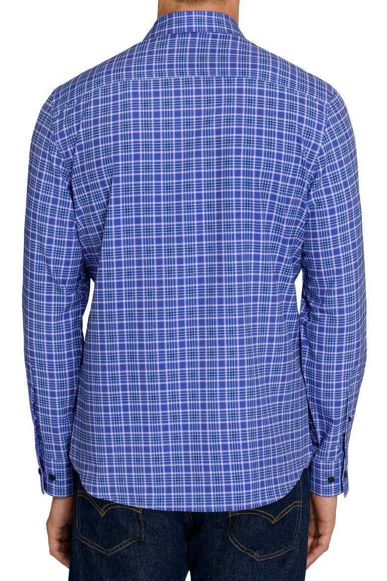 Slim Fit Hermon Plaid Performance Stretch Long Sleeve Shirt, Alternate, color, PURPLE