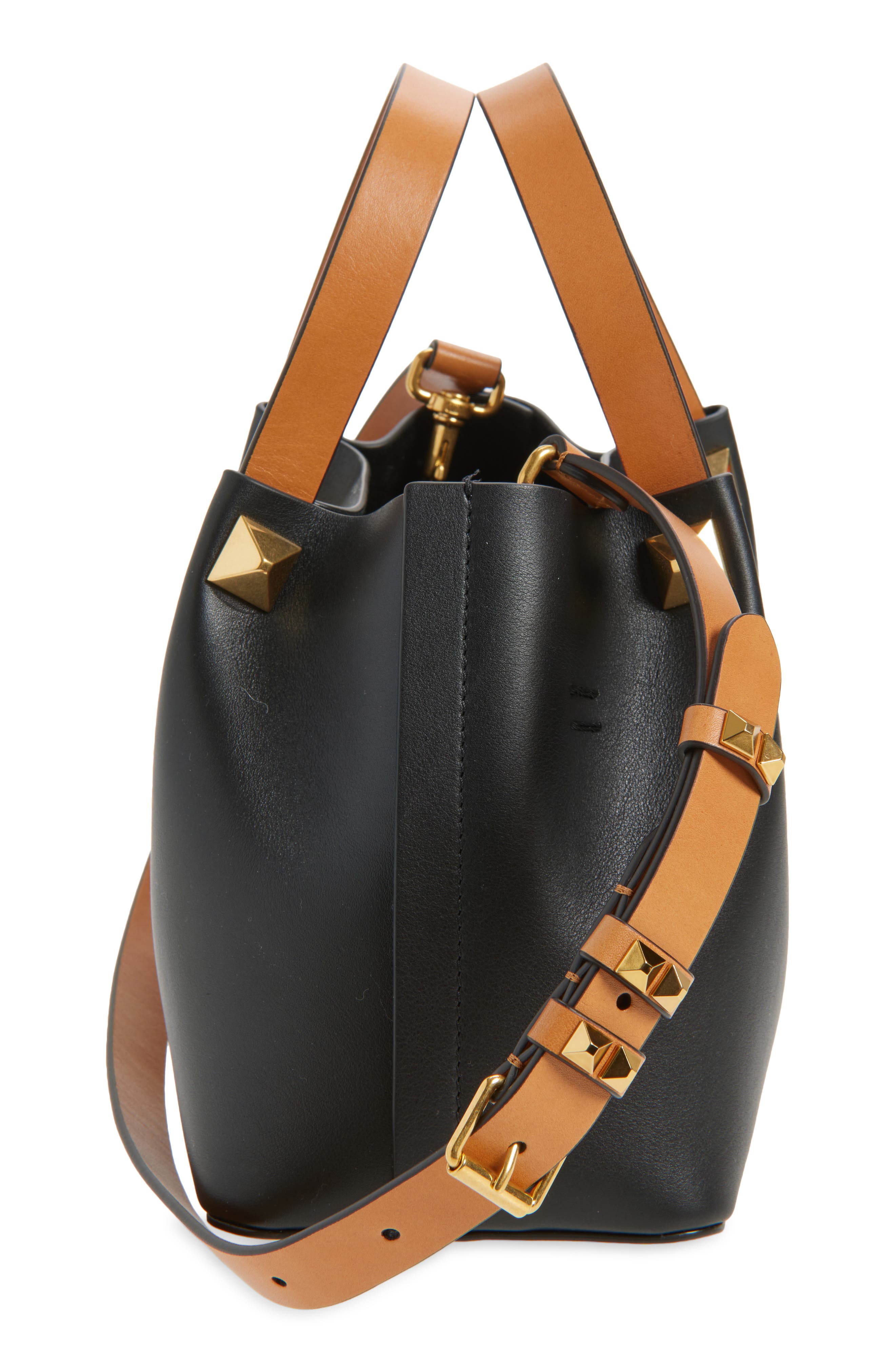 Valentino Garavani Small VLOGO Signature Top Handle Bag, Alternate, color, Black/ Camel