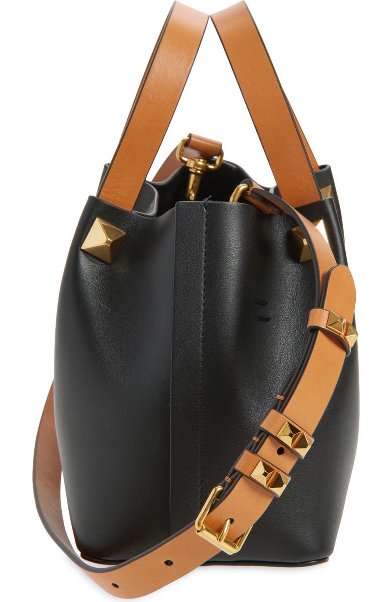 Valentino Garavani Small VLOGO Signature Top Handle Bag, Alternate, color, Black/ Camel