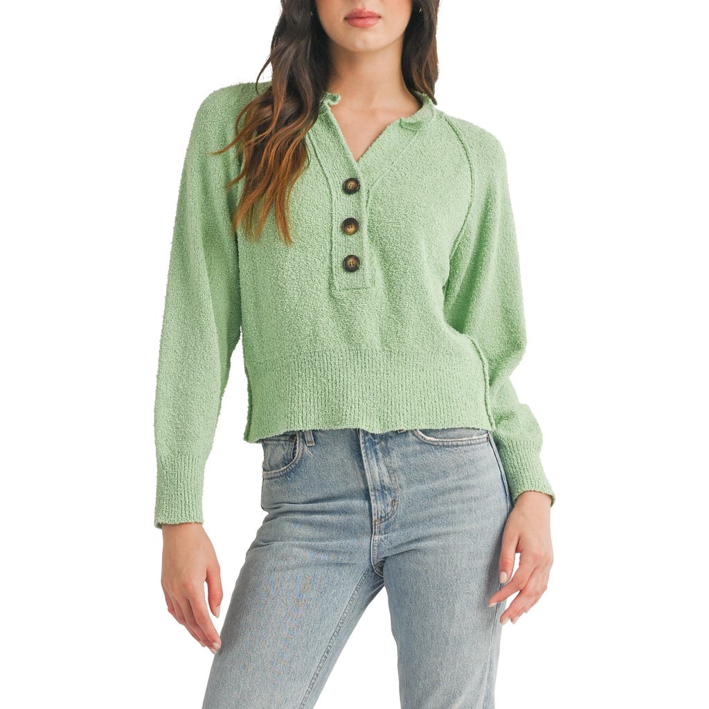 All in Favor Bouclé Henley Sweater in Pistachio  product