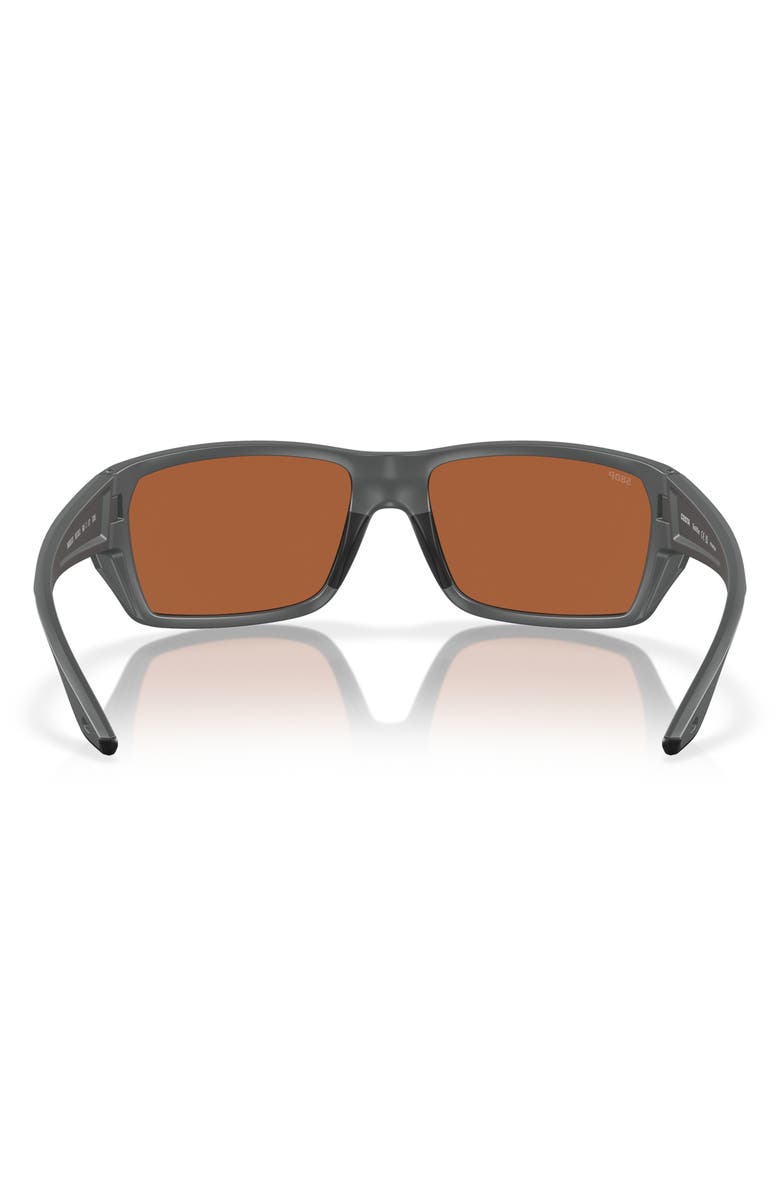 Costa Del Mar Tailfin 57mm Polarized Rectangular Sunglasses, Alternate, color, Matte Gray/ Green Mirror 580P