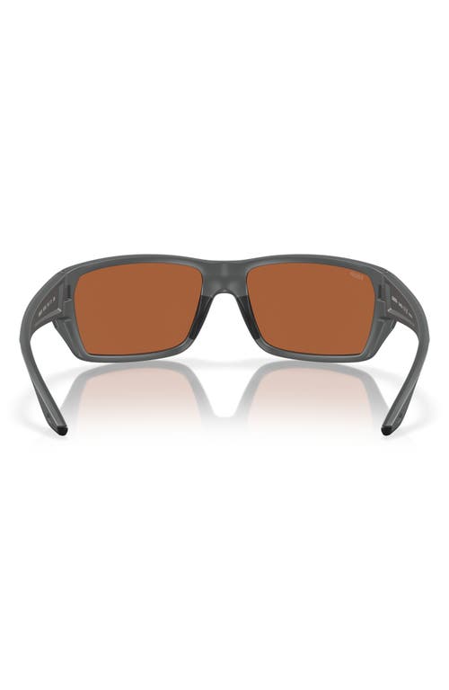Costa Del Mar Tailfin 57mm Polarized Rectangular Sunglasses In Matte Gray/green Mirror 580p