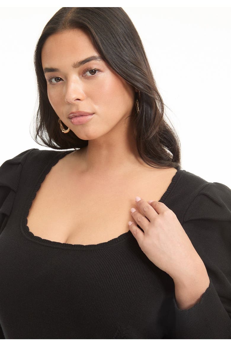 Mutton Sleeve Sweater, Alternate, color, BLACK ONYX