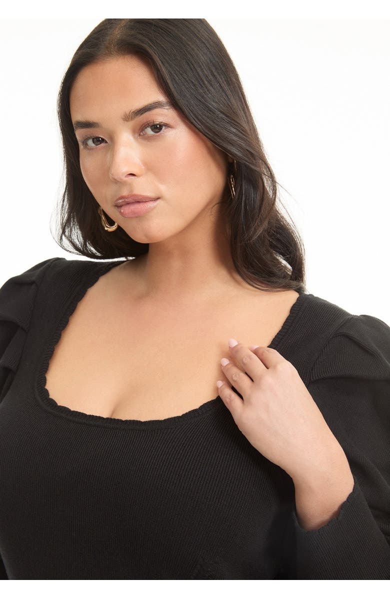 June + Vie Mutton Sleeve Sweater, Alternate, color, Black Onyx