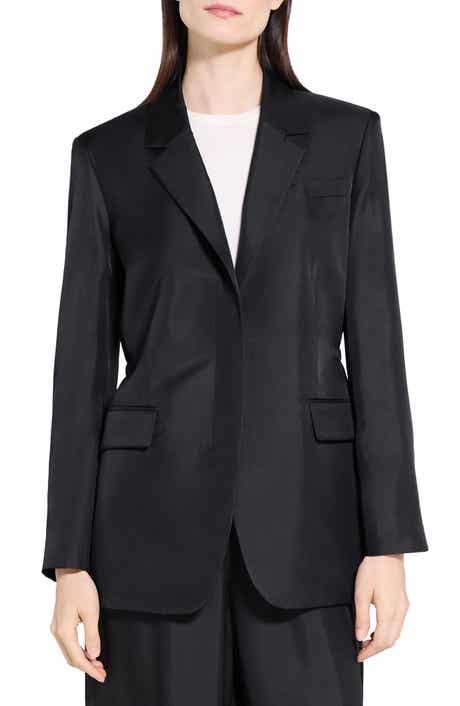 Theory Notched Lapel Silk Blazer
