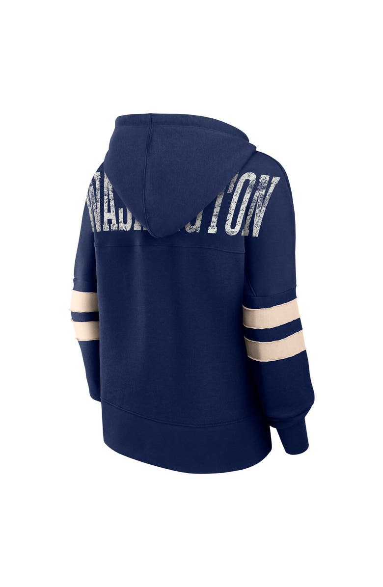 FANATICS Women's Fanatics Branded Navy Washington Capitals Bold Move Dolman V-Neck Pullover Hoodie, Alternate, color,