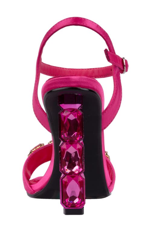 Lady Couture Rhinestone Ankle Strap Sandal In Fuchsia