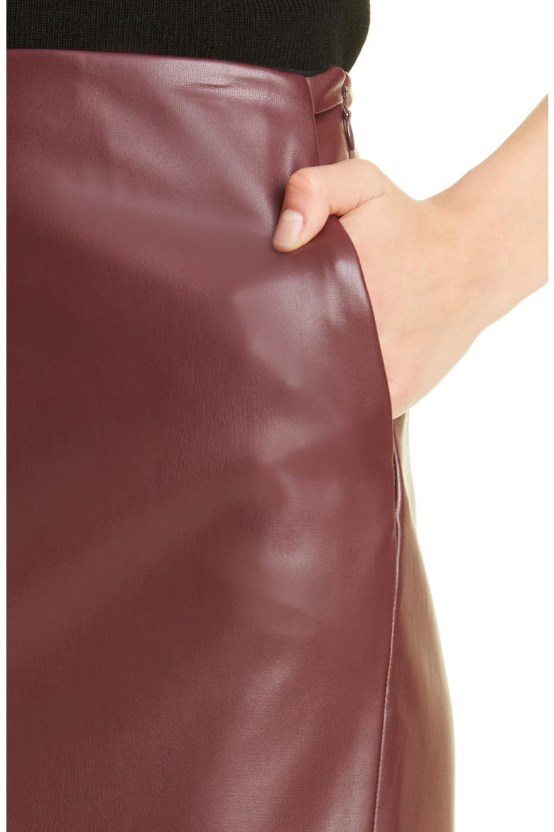 Faux Leather Pencil Skirt, Alternate, color, BURGUNDY