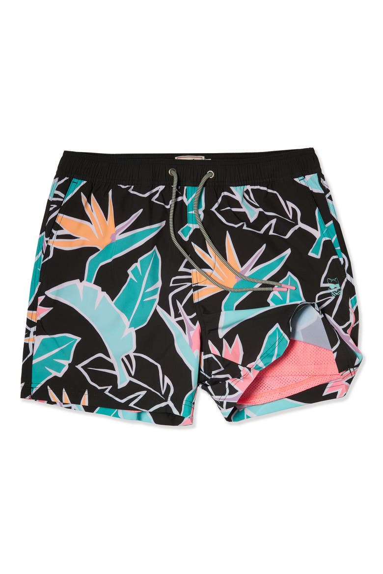 Sweet Leaf Party Starter 5-Inch Swim Trunks, Alternate, color, BLACK