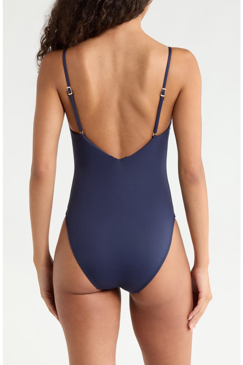 Knotted Keyhole One-Piece Swimsuit, Alternate, color, DARK NAVY