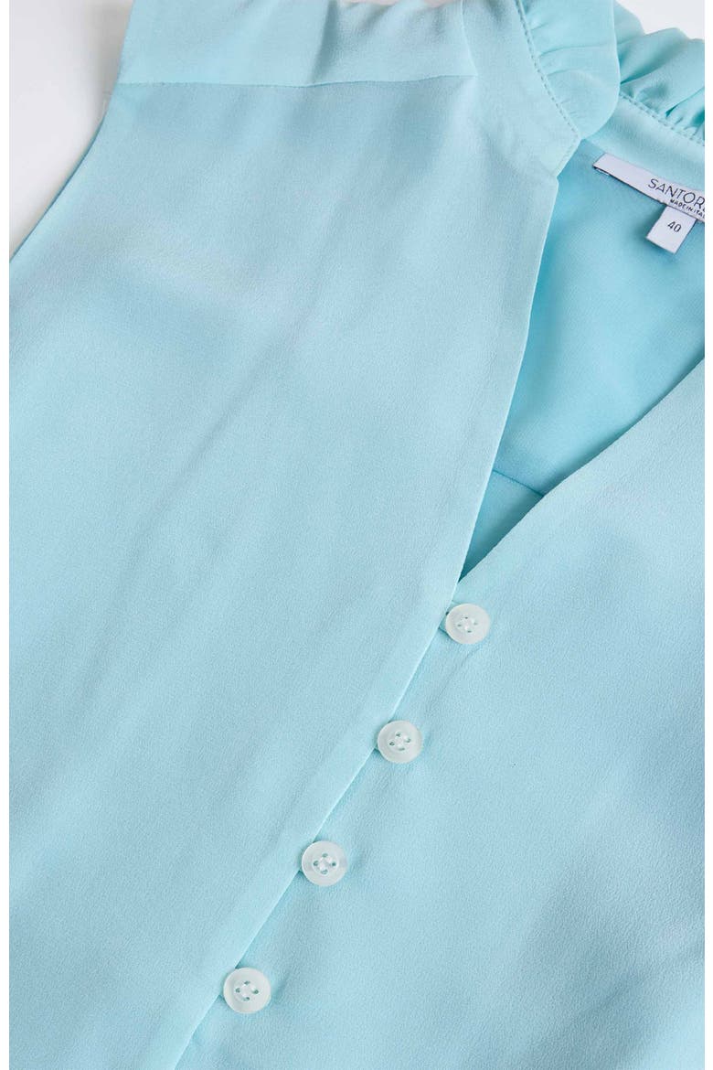 Carson Silk Hi-Lo Ruffle Collar Midi Dress, Alternate, color, Sky Blue