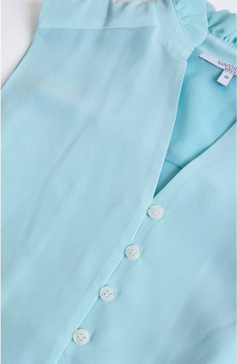 Santorelli Carson Silk Hi-Lo Ruffle Collar Midi Dress, Alternate, color, Sky Blue