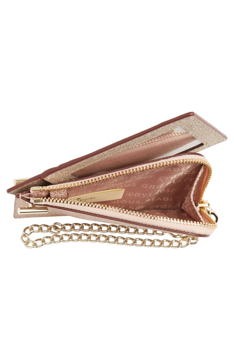 Kate Spade New York burgess court - ivey glitter leather card holder, Alternate, color, Soft Gold/ Rose Gold