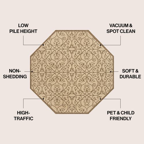 Jonathan Y Madrid Vintage Filigree Textured Weave Octagon Indoor/outdoor Area Rug In Neutral