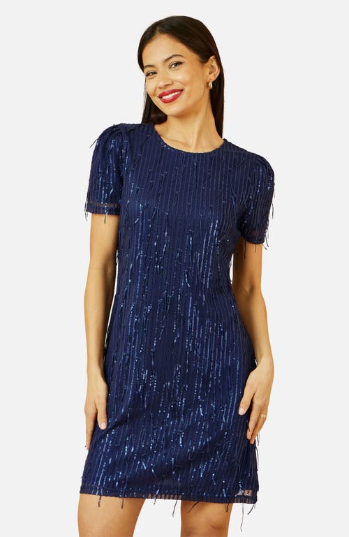 Yumi Dripping Sequin Tunic Dress In Blue