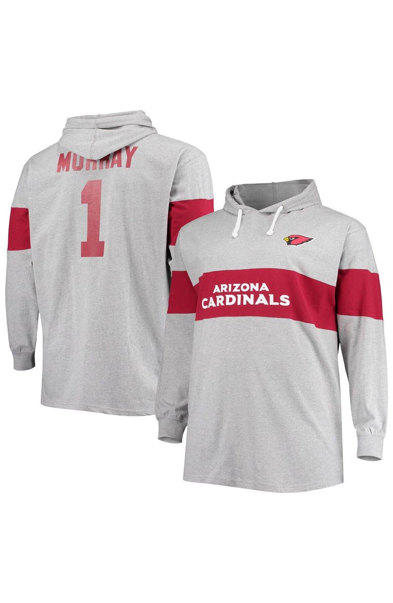 FANATICS Men's Fanatics Branded Kyler Murray Heathered Gray Arizona Cardinals Big & Tall Player Name & Number Pullover Hoodie, Main, color, 