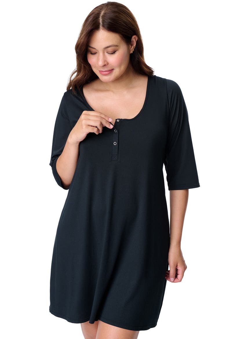 Motherhood Women's Maternity Sleep Henely Nightgown with Nursing Access, Alternate, color, Core Black