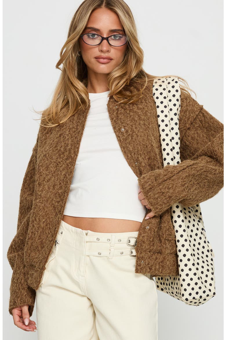 Kemberly Textured Bomber Jacket, Alternate, color, BROWN