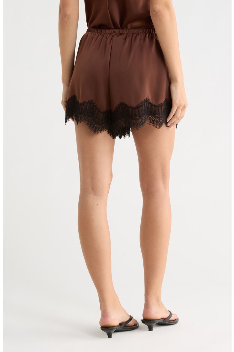 Lace Trim Pull-On Shorts, Alternate, color, BROWN