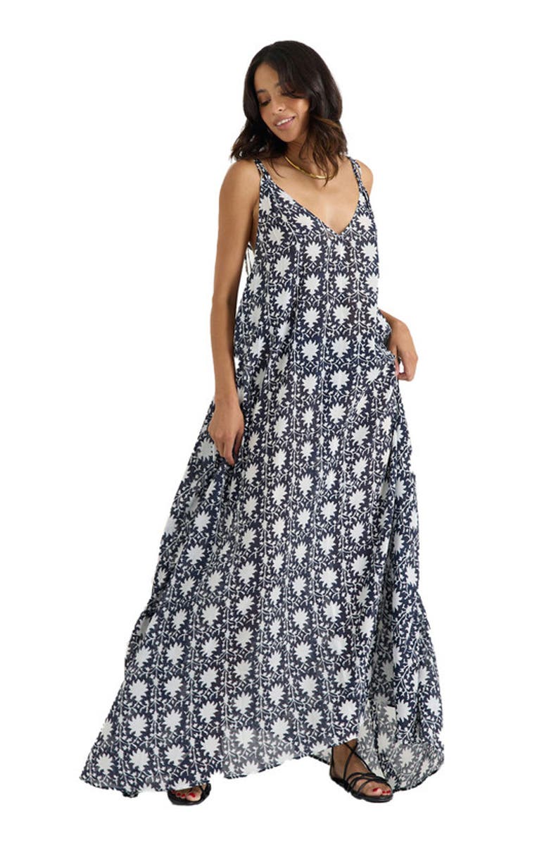 Calypso St. Barth Prianka Dress, Main, color, Palm Tile