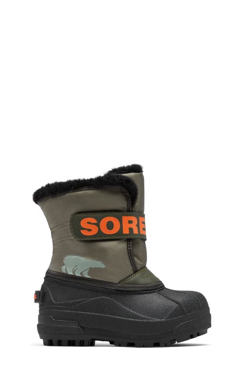 Sorel Kids' Snow Commander Insulated Waterproof Boot In Stone Green/alpine Tundra